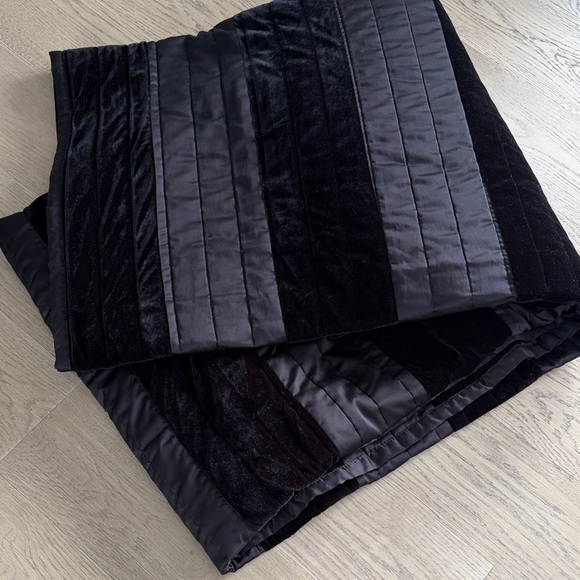 Other - Black Velvet and Satin Striped King Size Coverlet